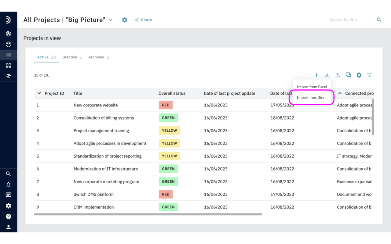 Project Url How to add a project by importing data from Jira? - Projects Radar